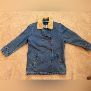 Blue Denim Jacket with Tan Collar